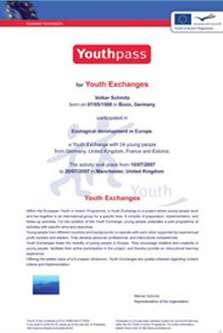 YOUTHPASS YOUTHPASS è un certificato che descrive e convalida le esperienze di apprendimento acquisite al termine di un progetto.