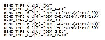 rebar_schedule_config.inp Il seguente esempio mappa il tipo di piegatura interna 4 in base all'identificatore del tipo di piegatura A se le dimensioni D1 e D3 sono uguali.