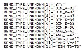 Nel file rebar_schedule_config.inp è possibile definire la modalità di visualizzazione dei tipi di piegatura sconosciuti nei disegni e nei report.