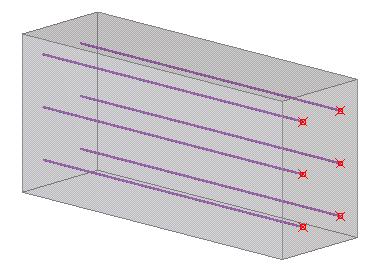 Tekla Structures crea i trefoli. 7. Per modificare le proprietà dei trefoli: a. Cliccare due volte sulla serie di trefoli per aprire la finestra di dialogo Proprietà trefoli. b.