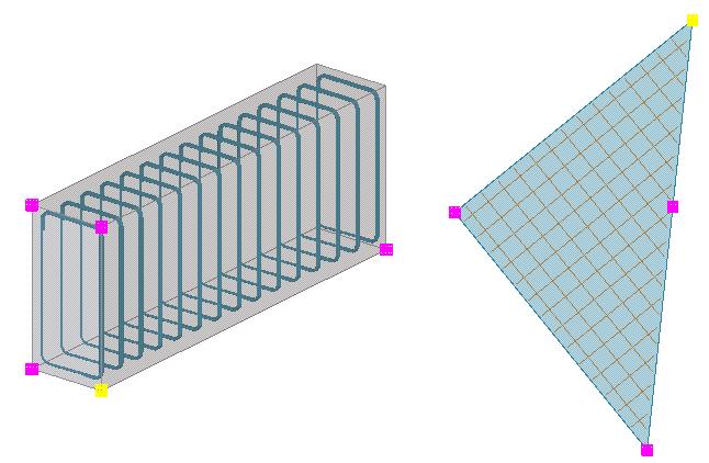 L'estremità e gli angoli di una barra d'armatura. La lunghezza di distribuzione di un gruppo di barre. Gli angoli e la direzione della barra principale della rete.