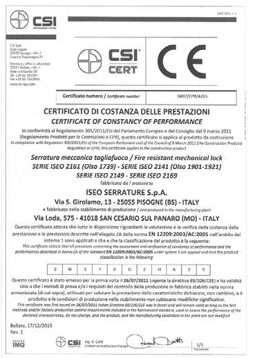 Serrature per porte tagliafuoco Certificazioni Certificazioni per serrature