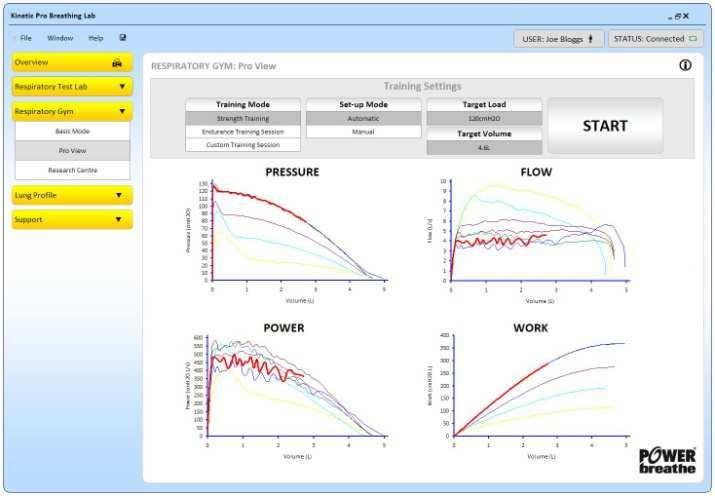 PC-Sync Testing: Realizza I test sul rafforzamento muscolare inspiratorio, flusso inspiratorio di picco, volume polmonare e resistenza inspiratoria polmonare in tempo reale.