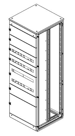 Modularità esterna per armadi ARMADIO COMPONIBILE CQE STRUTTURA E RETRO TELAIO struttura assemblata con profilo chiuso brevettato in acciaio zincato sp. 15/10 verniciata RAL 7035 bucciato.