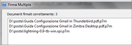 firmare. L icona Rimuovi permette di eliminare dei files dall elenco dei files da firmare.