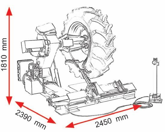 SMONTAGOMME SP 4300 TRUCK Caratteristiche: Prolunghe per cerchi fino a 56 (a richiesta) Movimento manuale per lo spostamento del braccio porta utensili Movimenti manuali, per sollevamento del braccio