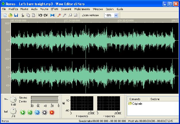 Il file selezionato viene aperto in Nero Wave Editor, che consente di modificare il brano nei minimi dettagli, di migliorare