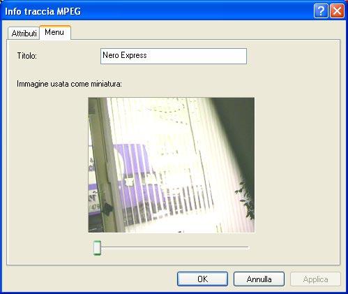 Immagine usata come miniatura Utilizzare il cursore per muoversi all interno del video di un fotogramma alla volta.