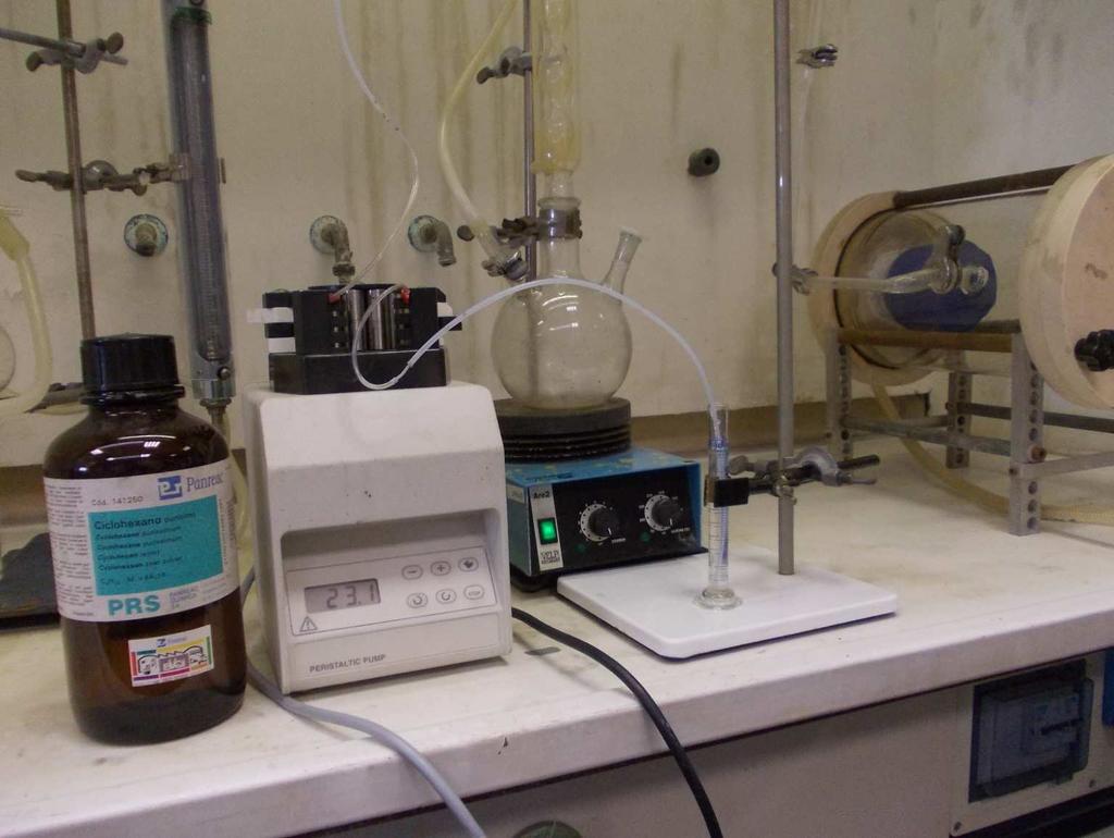 La linea di laboratorio per la verifica della capacità dei gas Filtro A Cicloesano C 6 H 12 CLASSE 1 Tempo di superamento della prova: 70 min Concentrazione del gas: 3,5 mg/l 0,1% vol.