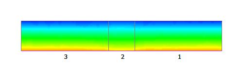 superiore:[ (1) Muro, Spessore: 300 mm, 0.3962 W/mK; (2) Isolante, Spessore: 100 mm, 0.56 W/mK; (3) Muro, Spessore: 300 mm, 0.3962 W/mK; (4) Parapetto, Spessore: mm, 0.