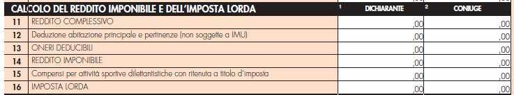 Il reddito imponibile: le sezioni del prospetto di liquidazione.