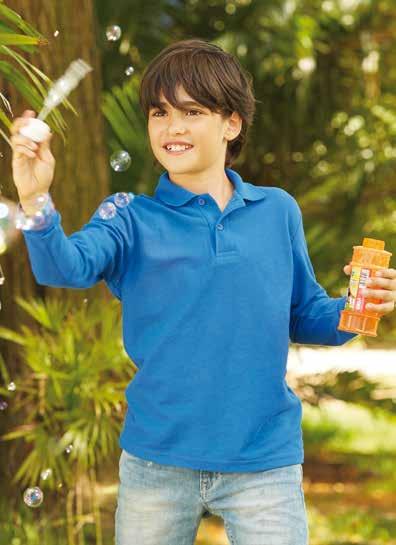 11 FR320 /3 Long Sleeve Polo Kids Polo in piquet % poliestere Easy-care 3% cotone, 2 bottoni in tinta, polsino in costina con elastane.