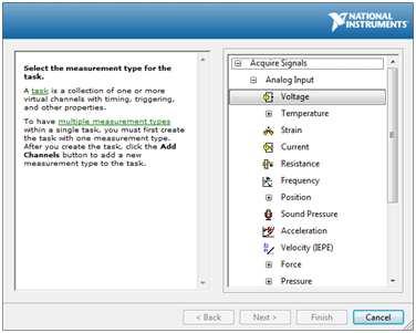 28 LabVIEW per il laboratorio di Misure per l Automazione Fig. 2.6: Menu DAQ Assistant.