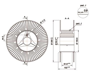 302-91.4-R1.2 rigato / with grooves Rocchetto per spira su spira Ø 300 rigato per filo 1.