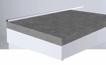 TOP LAMINATO H 2-4 - 6 cm BORDO ABS 1 mm Laminated worktop H 2-4 - 6 cm ABS edge Laminato H 4 bordo ABS Laminato H 6 bordo ABS Opz. L01 - Bianco latte 773 wraky Opz. L02 - Beton 6050 wraky Opz.