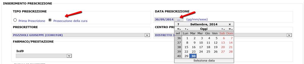 PROCEDURA MODELLO UNICO: PRESCRIZIONE 7 Il campo PRESCRITTORE viene automaticamente valorizzato con i dati del medico che sta redigendo la prescrizione.