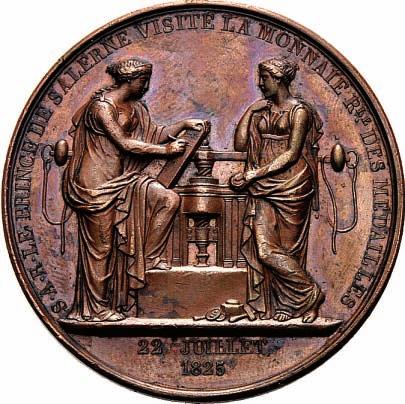 Per la visita del Principe di Salerno alla zecca di Parigi 709 Medaglia 1829 opus Jean Jacques Barre e Jean Pierre Casimir de