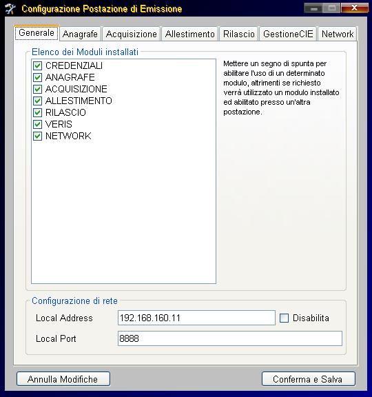 Figura 64 Configurazione generale Nel lato sinistro della finestra è presente l elenco dei moduli installati, accanto ad ognuno dei quali è presente un campo in cui è possibile inserire o togliere un