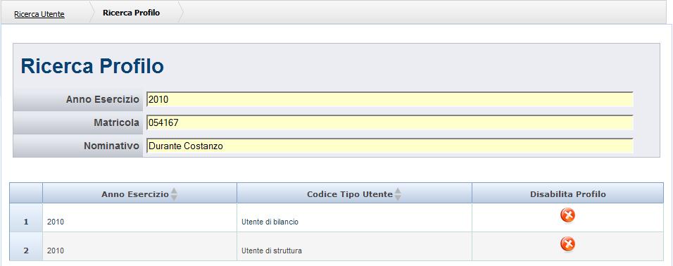 2.3.1.2. Disabilitare un utente L amministratore visualizzerà la