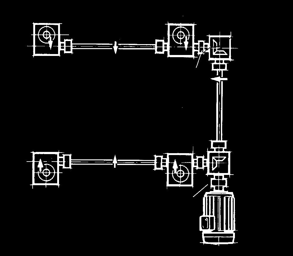 3 Impianto di sollevamento con 4 martinetti a vite e 2 rinvii ad angolo Fig. 3 Fig.