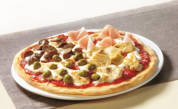 Pizze Senza Glutine Pizza 4 stagioni Ingredienti Prontofresco: Polpachef fine 100g, Olive verdi denocciolate 40g,