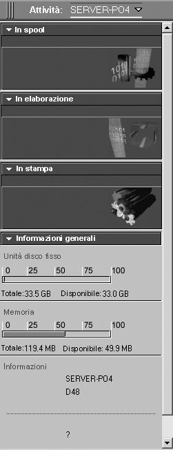 2-8 Introduzione a Command WorkStation Nell area relativa al server selezionato del monitor Attività viene visualizzata solo l attività corrente del server selezionato.