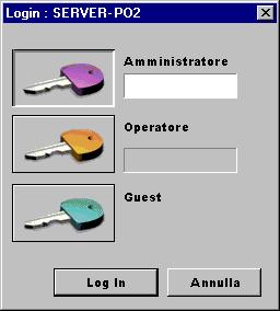 3-2 Uso di Command WorkStation PER COLLEGARSI AD UN SERVER 1. Dal menu Server, selezionare Login/Logout. Viene visualizzata la finestra di dialogo per il login al server. 2.