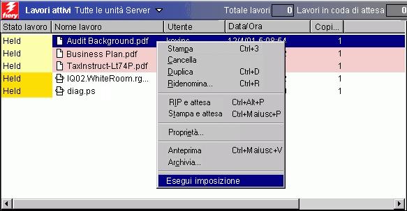 5-3 Finestra principale È possibile aprire un file PostScript o PDF (Portable Document Format), ma deve essere stato inviato in spool/messo in attesa.