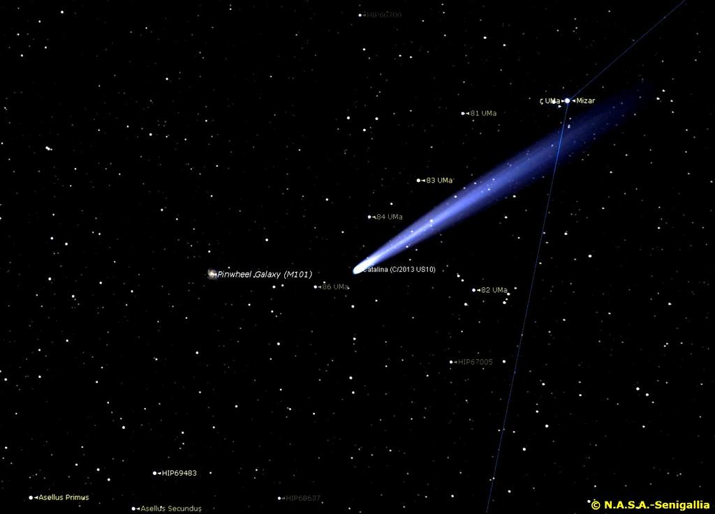 La notte tra il 16 e il 17 Gennaio, la cometa C/2013 US10 Catalina, ormai in posizione circumpolare (mag. prevista +5.