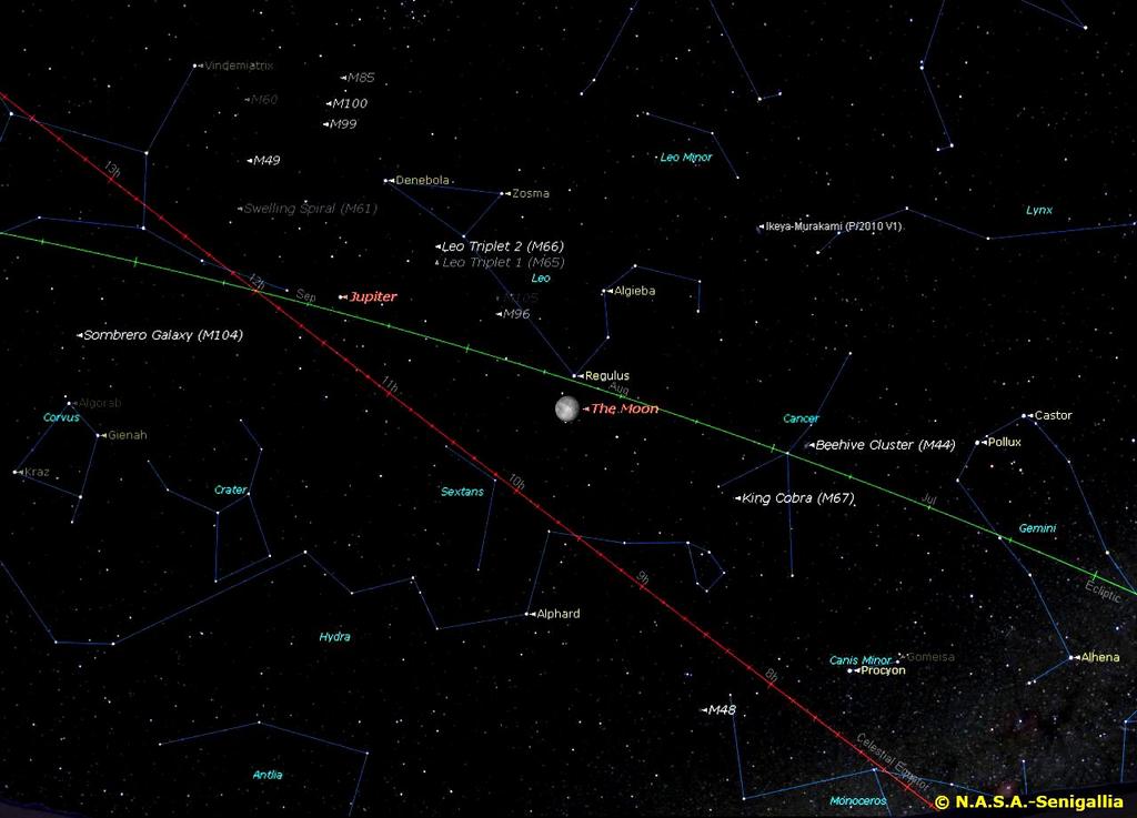 Intorno alle 00:40 T.U. del 22, di nuovo l ombra di Io sarà visibile sul disco di Giove.