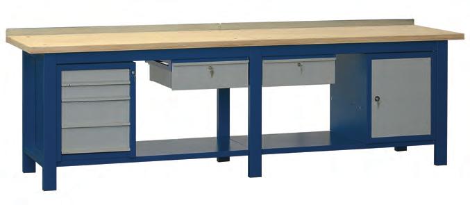 Due versioni: mm 2500x750x900 h; COD: B12-2500 mm 3000x750x900 h; COD: B12-3000 BANCHI  B13-25/30 Banco con piano