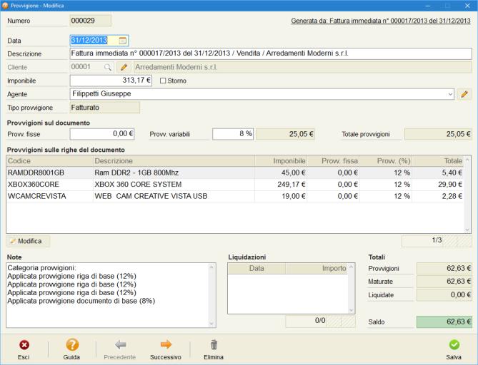 Righe documento (solo se calcola su = Le righe del documento ) Il filtro può essere applicato al totale imponibile della riga oppure in base agli sconti impostati.