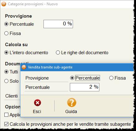 Secondo quanto impostato l agente riceverà il 10% del valore imponibile di riga e un bonus di 35,00 per ogni articolo della categoria indicata.