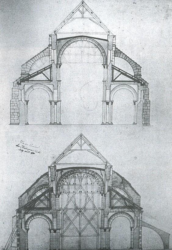 1840-1859_Chiesa della Madeleine a Vèzelay Il rilievo dello stato di fatto è documentato da: Le grandi tavole