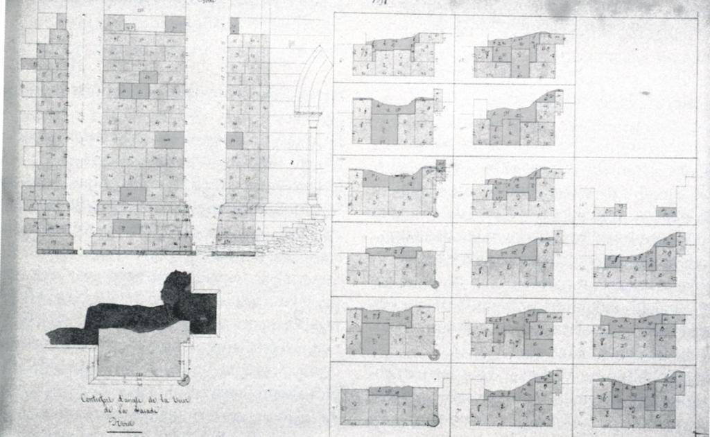 1840-1859_Chiesa della Madeleine a Vèzelay Elaborati delle ipotesi progettuali, accurati e distinguibili tre fasi: 1. Lo studio della soluzione progettuale; 2.