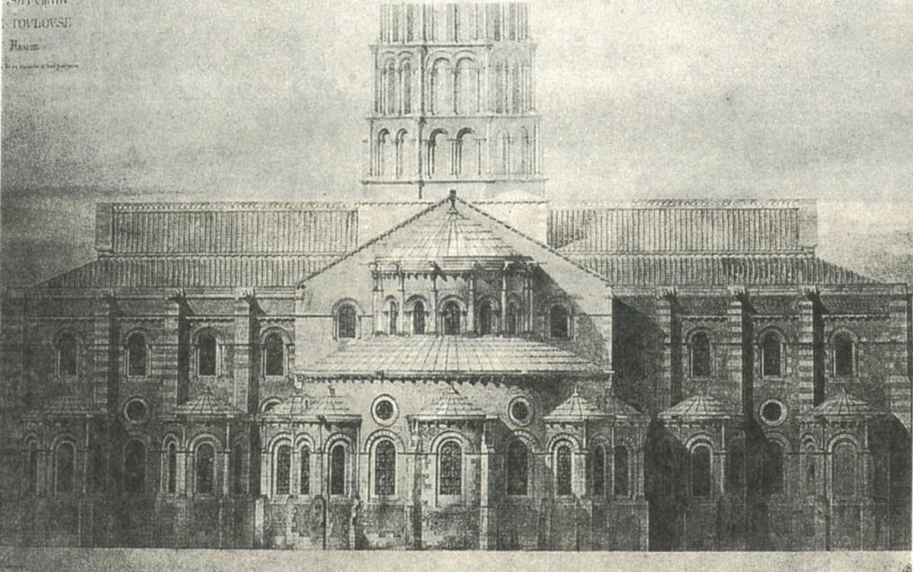 1847_Basilica di Saint-Sernin a Tolosa L esterno Si richiedono due