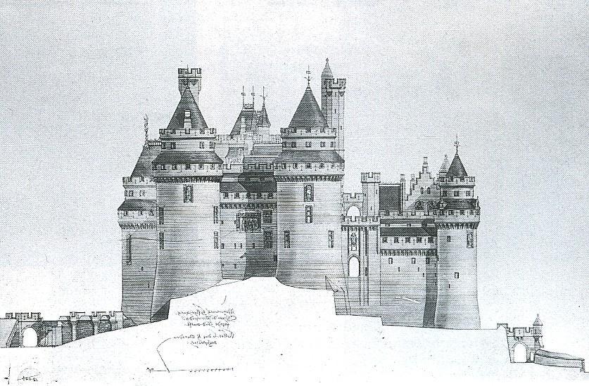 1858-1879_Il castello di Pierrefonds Pierrefonds, Prospetto sud-ovest, progetto di
