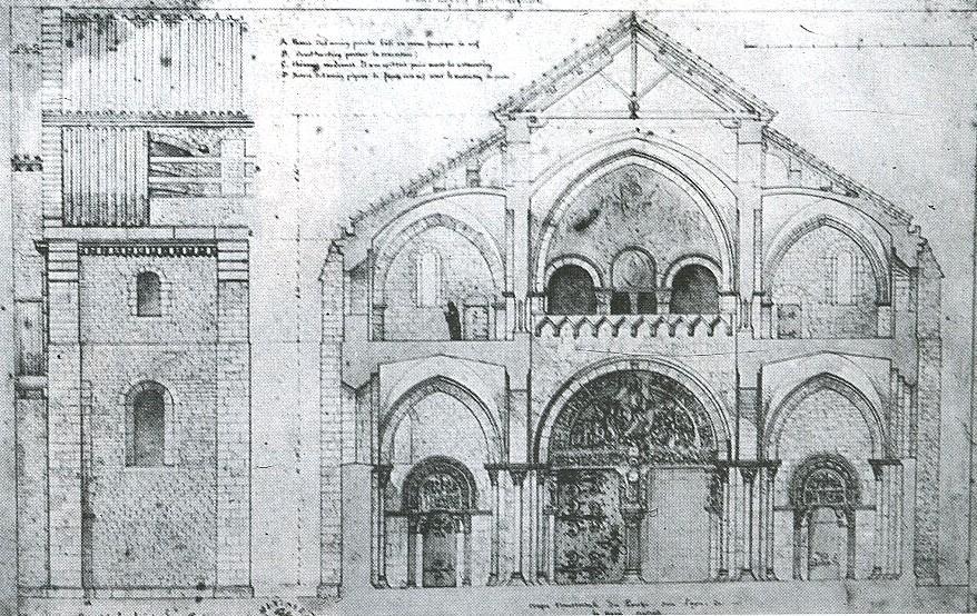 1840-1859_Chiesa della Madeleine a Vèzelay Maggio 1840: Dopo approvazione e realizzazione di interventi di puntellamento, VLD invia a Parigi il progetto generale.