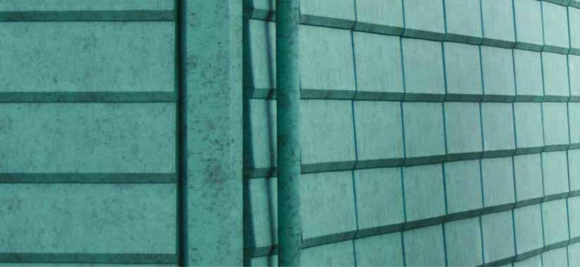 SEZIONE TRASVERSALE Campo di applicazione - coperture inclinate - copertura curve - rivestimenti di facciata Componenti principali: - modulo di copertura Skin (333 mm x 970 mm alla base x