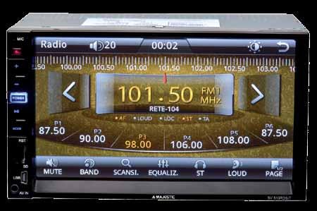 colori 7 TFT Touch Screen per informazioni Radio e MP3 Doppio DIN Modalità ripetizione Radio AM/FM/FM Stereo Sintonia Elettronica PLL Preselezioni 30 (18FM + 12AM)