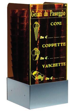 cm Ø24x50h Portaconi in plexiglass marrone fumè con supporto