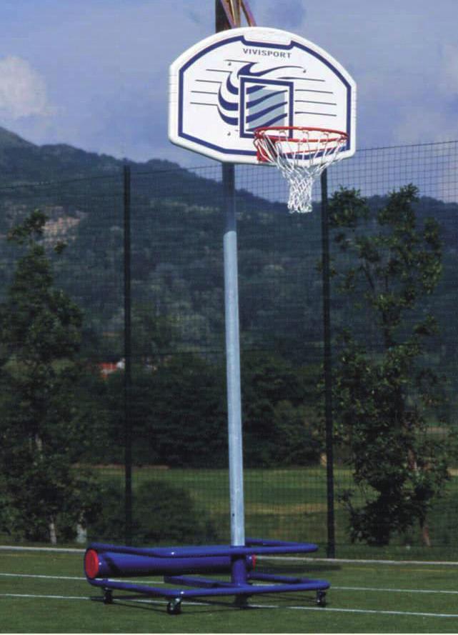 70 mm, un sistema di leve azionato da una vite senza fine sposta il tabellone dalla posizione del basket a quella del minibasket. Ampia base d appoggio completamente antinfortunistica dim.