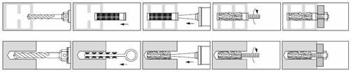 polipropilene e metalliche. Applicazione Per il fissaggio di carichi medi e pesanti su supporti compatti e forati: pietra, calcestruzzo, calcestruzzo cellulare, mattone pieno, semipieno, forato.