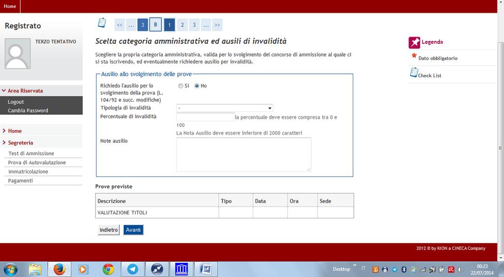 11) Indicare l eventuale necessità di ausili di invalidità compilando i relativi campi e