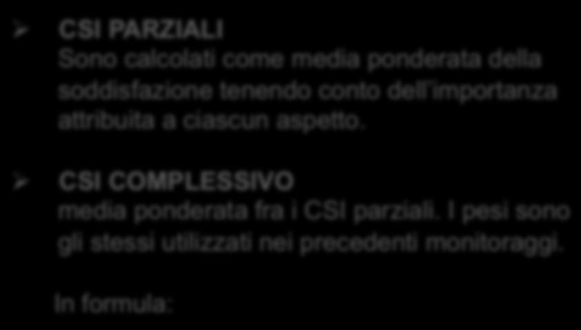 come media ponderata della soddisfazione tenendo conto dell importanza attribuita a