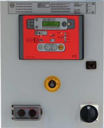 QUADRI DI COMANDO E CONTROLLO MOTOPOMPA Conformi alla norma UNI EN 12845 Completi di centralina C-12845-485 oppure C-12845/1200 COMPONENTI MONTATI ALL INTERNO DEI QUADRI NFE-1203 NFE-1206 NFE-1213/50