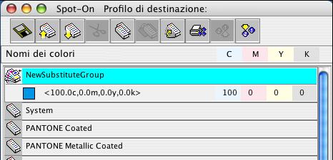 SPOT-ON 45 Definizione dei valori cromatici per un colore sostitutivo Dopo aver specificato il colore da sostituire, definire i valori CMYK per il colore sostitutivo immettendo i valori CMYK esatti