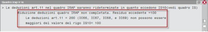 RIDETERMINAZIONE DEDUZIONI ART.11 IN PRESENZA DEL RIGO IS09 Considerando che la somma delle deduzioni art.