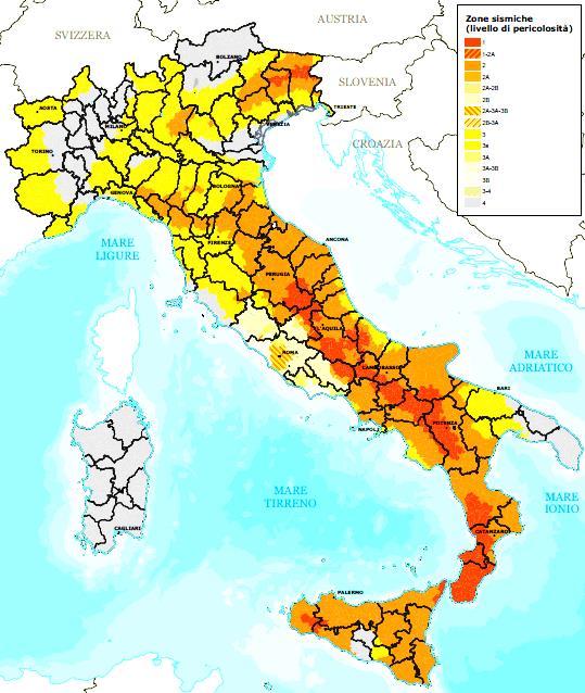 CLASSIFICAZIONE SISMICA Dal 2003 tutta l Italia è stata classificata in 4 zone sismiche, definendo nuovi standard di progettazione.