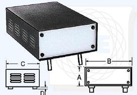 100X74X43 RACKTYPE Pannello frontale: Alluminio satinato Piedini anteriori inclinabili, con guide reggischeda.